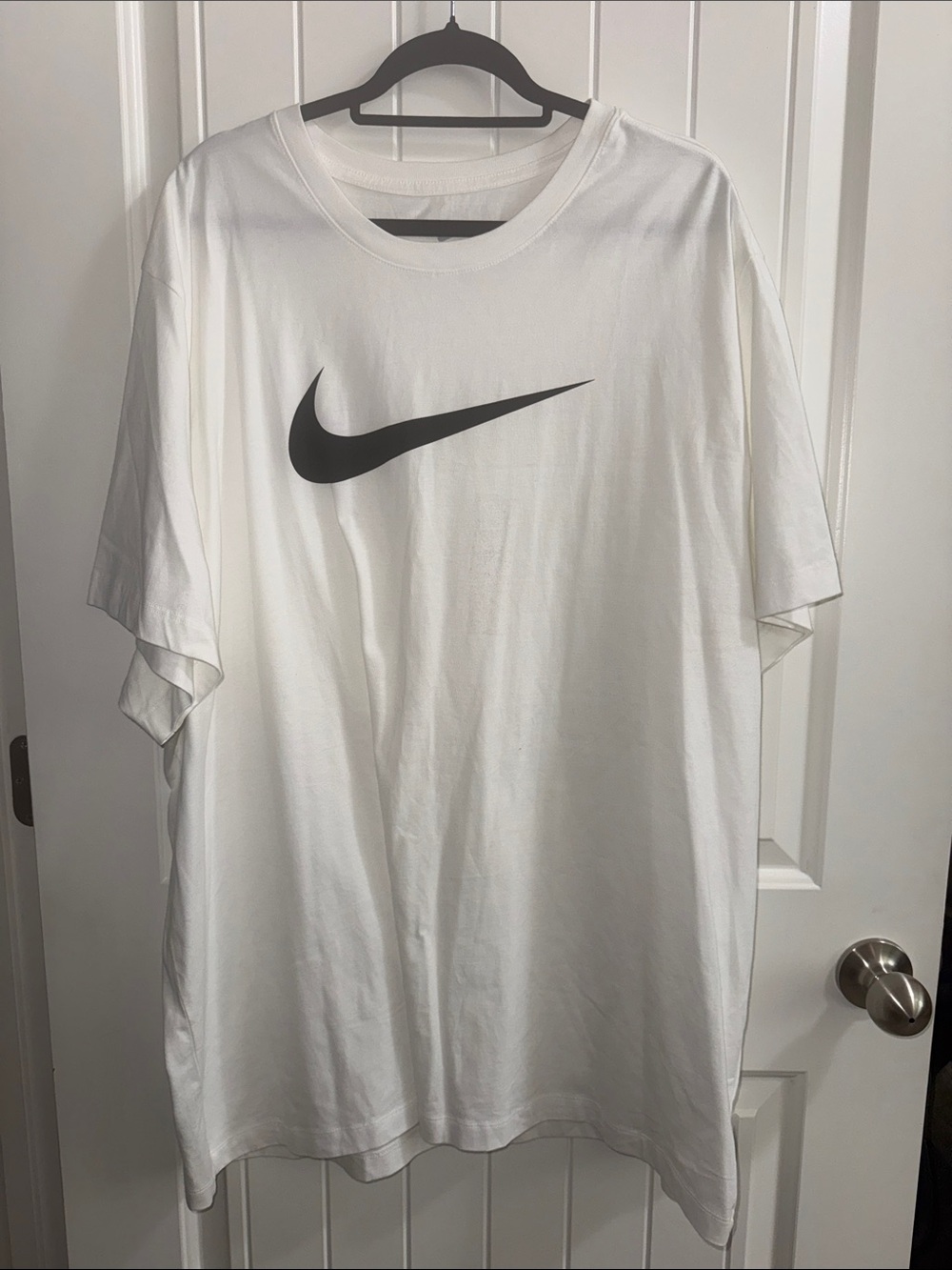 Nike White Short-Sleeve Tee with Black Swoosh